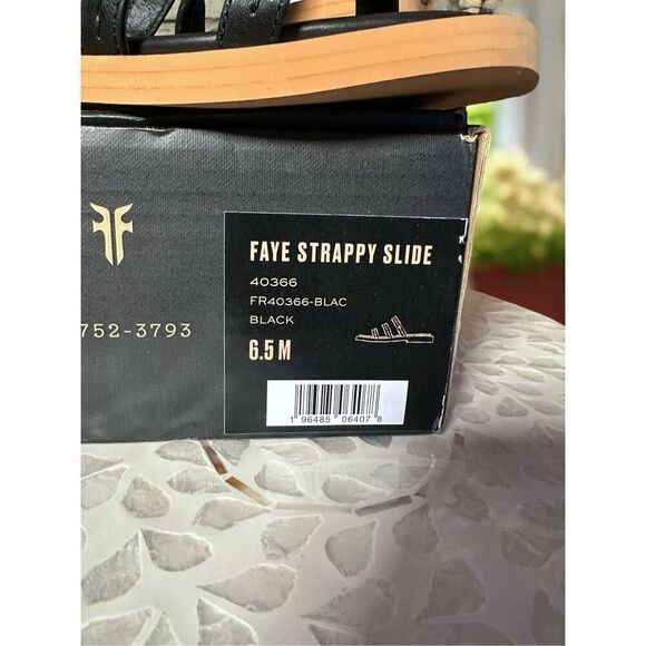 Frye Faye Leather Strappy Slide Sandals Black Flat Women’s Size 6.5 NIB - Picture 12 of 13